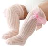 Детские гольфы до колена, длинные носки для малышей, гольфы до колена с оборками и бантом для девочек, сетчатые чулки-трубы, детские носки для платья