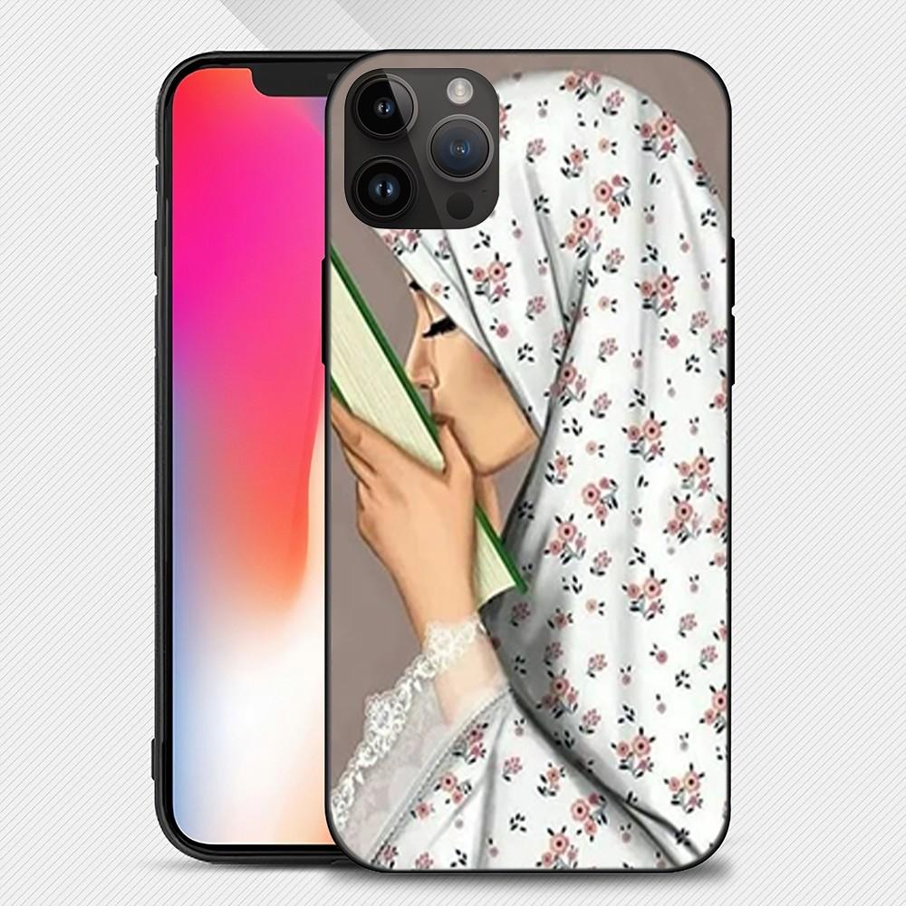 Muslim Islamic Arabic Hijab Face Gril Eyes Koran Phone Case Iphone15 14 13 12 11 Pro Max Mini X 7 8 Soft Case