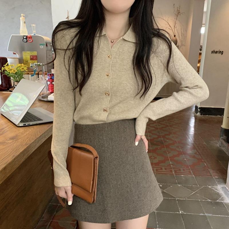 Простой темперамент Водолазка вязаный кардиган базовый топ женский осенне-зимний дизайн чувство внутренний свитер