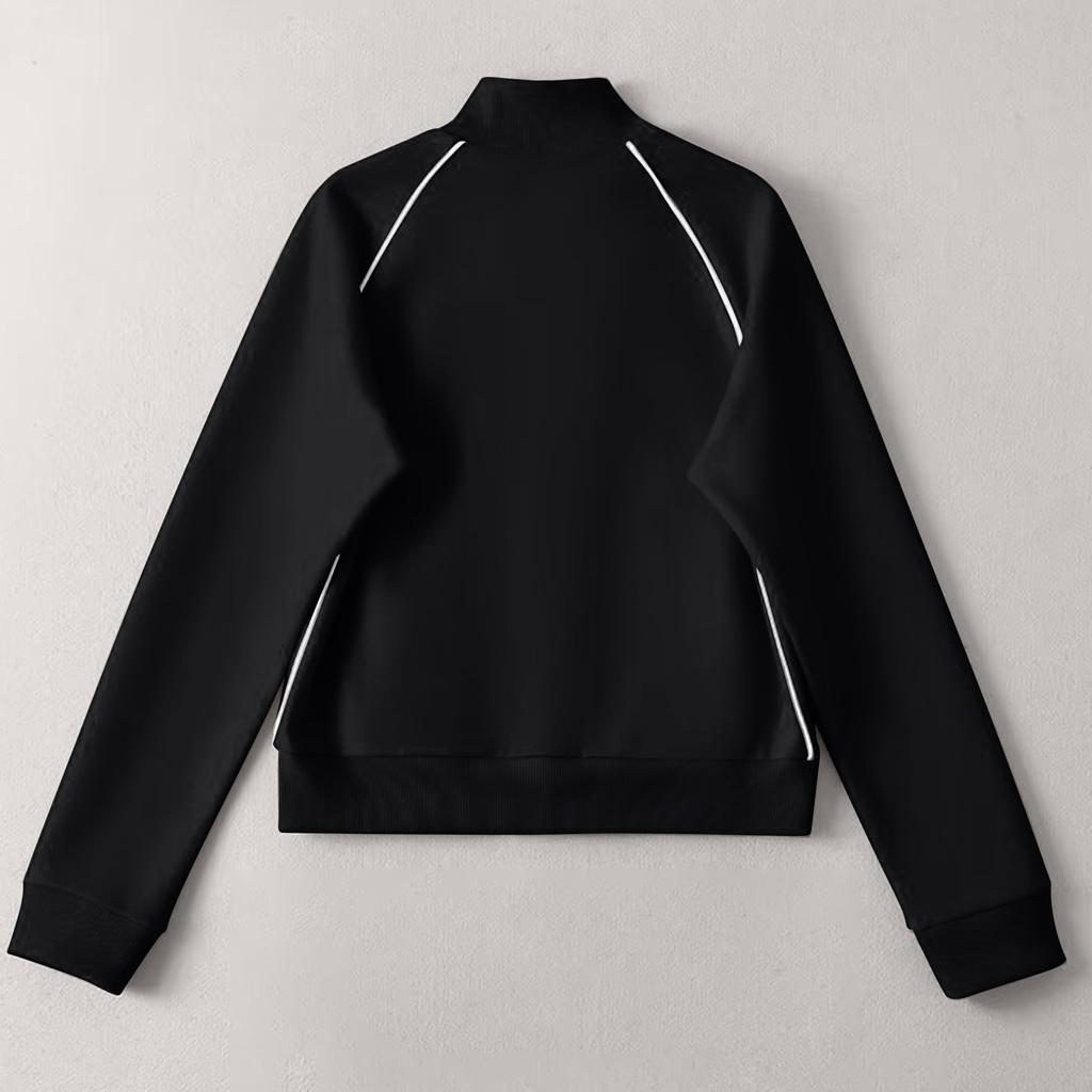 Женская спортивная куртка с воротником-стойкой и молнией, повседневная, короткая, кардиган с длинным рукавом