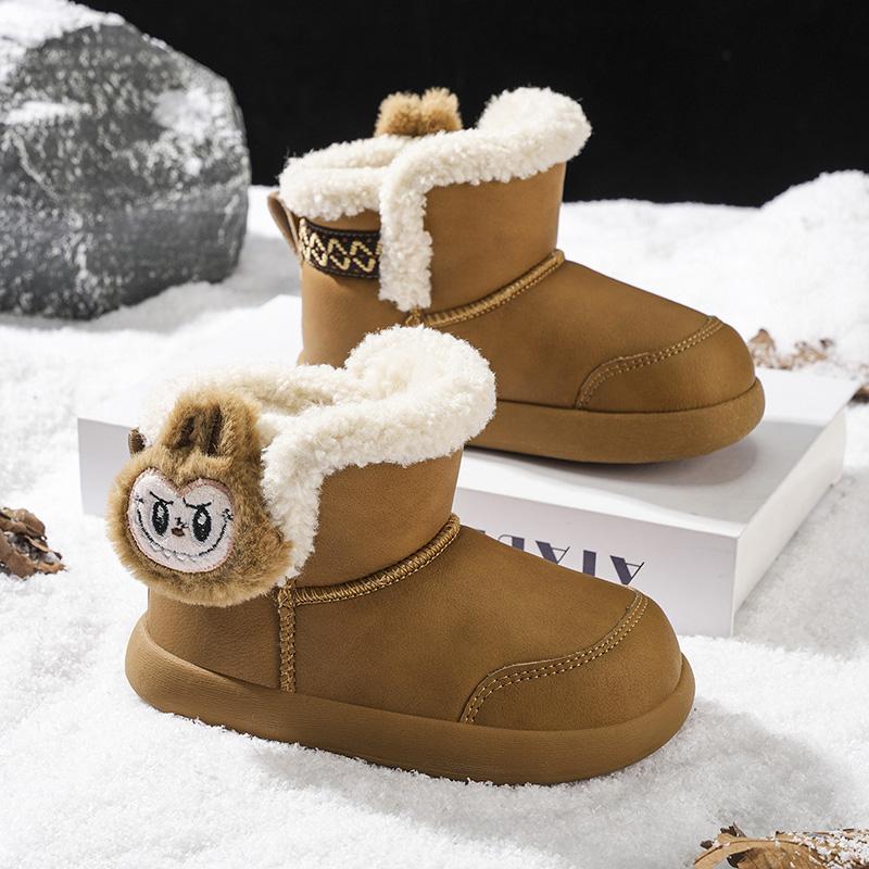 Labubu Этнический стиль Зимние Снежные Ботинки для Мальчиков и Девочек, Сделаны из Большого Хлопка и Плюшевой Изоляции Обувь