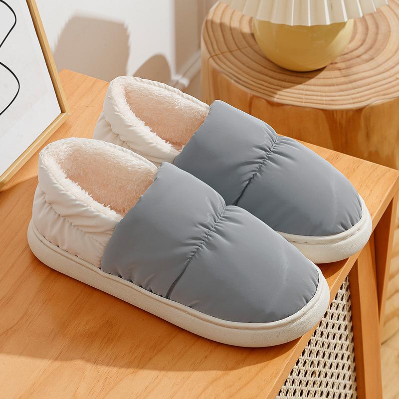 Водонепроницаемые хлопковые тапочки женские зимние новые домашние комнатные бытовые осенне-зимние нескользящие теплые хлопковые швабры мужские