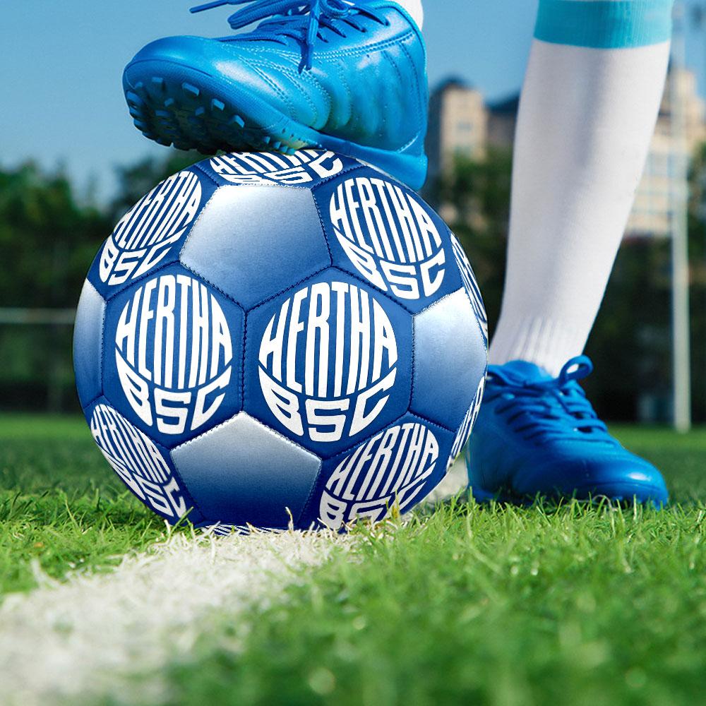 Футбольный клуб Hertha BSCМяч для футбола, размер 5, для зала, разноцветный, с машинной строчкой, ПВХ, готов к соревнованиям, прочный, с высоким отскоком