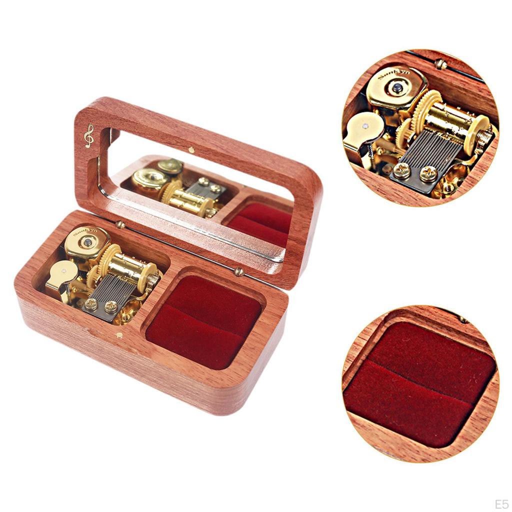 Шкатулка для обручального кольца, деревянная музыкальная шкатулка для украшений, шкатулка для предложения руки и сердца, музыкальная на годовщину,