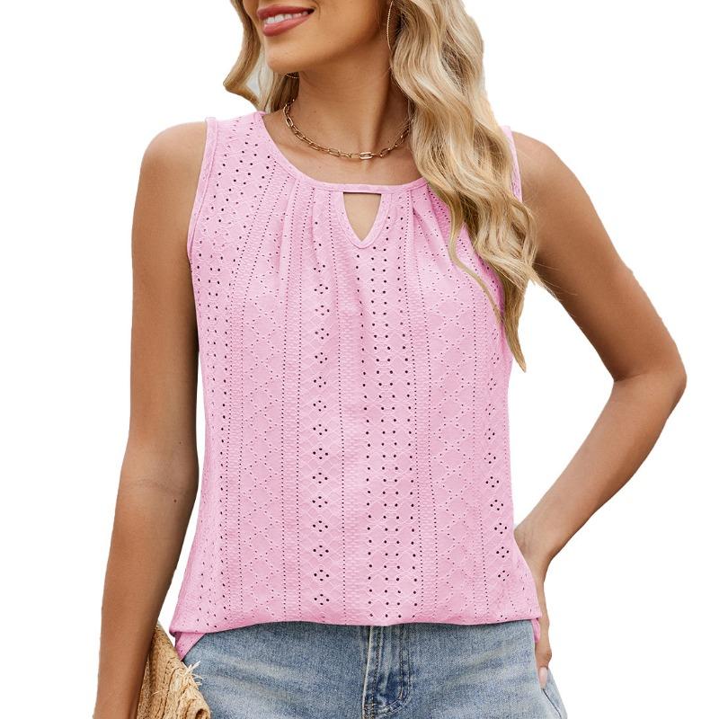 Женская футболка без рукавов с круглым вырезом и плиссировкой, весна-лето