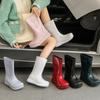 Fashion Women's Four Seasons Rain Boots High Tube Waterproof Non-slip Plus Cotton Warm And Comfortable Pull-on Rain Boots 36-41