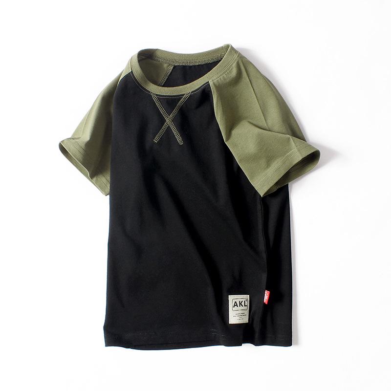 2024 Корейские детские контрастные топы с короткими рукавами - Футболки для девочек и мальчиков