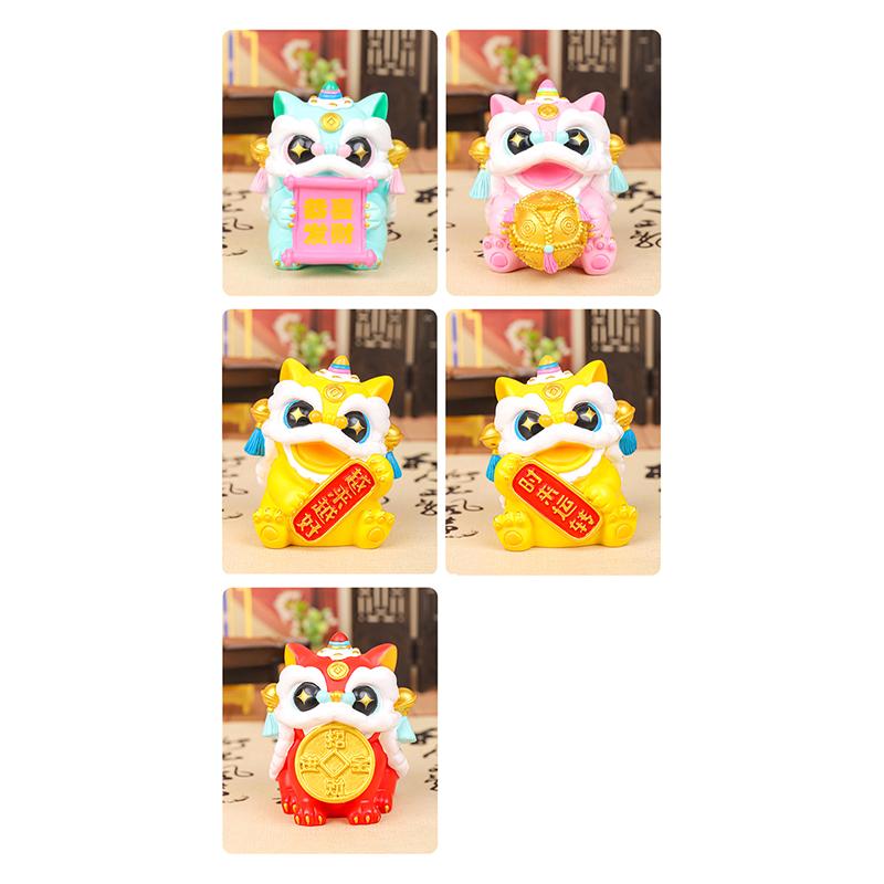 Милая мини-фигурка львов, танцующих удачу, статуэтка львов, танцующих год, китайский стиль, маленькое украшение на удачу