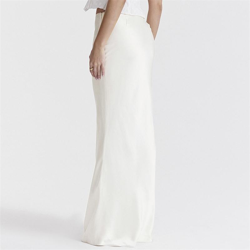 Черная атласная юбка-макси для женщин, высокая талия, кружевные боковые тонкие облегающие юбки-карандаши, женская элегантная клубная вечерние юбка