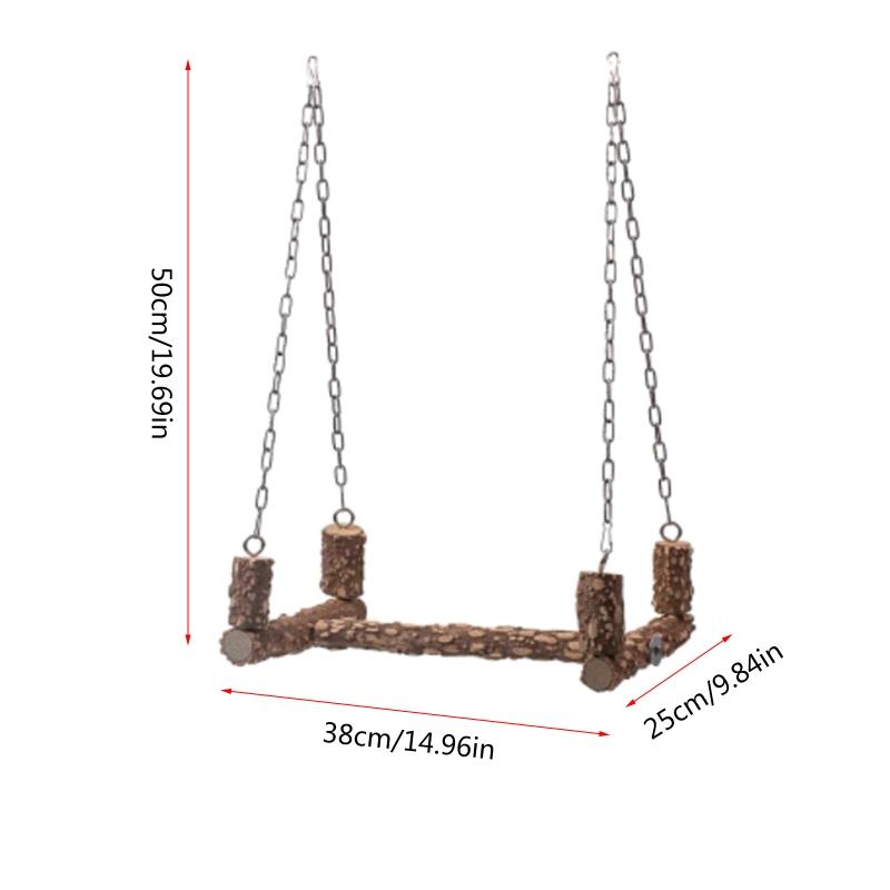 Bird Swing for Cage 15 Inches Parrot Perch Natural Wood Bird Toy Parakeet Chew Toys for Large Birds Macaws Cockatiels