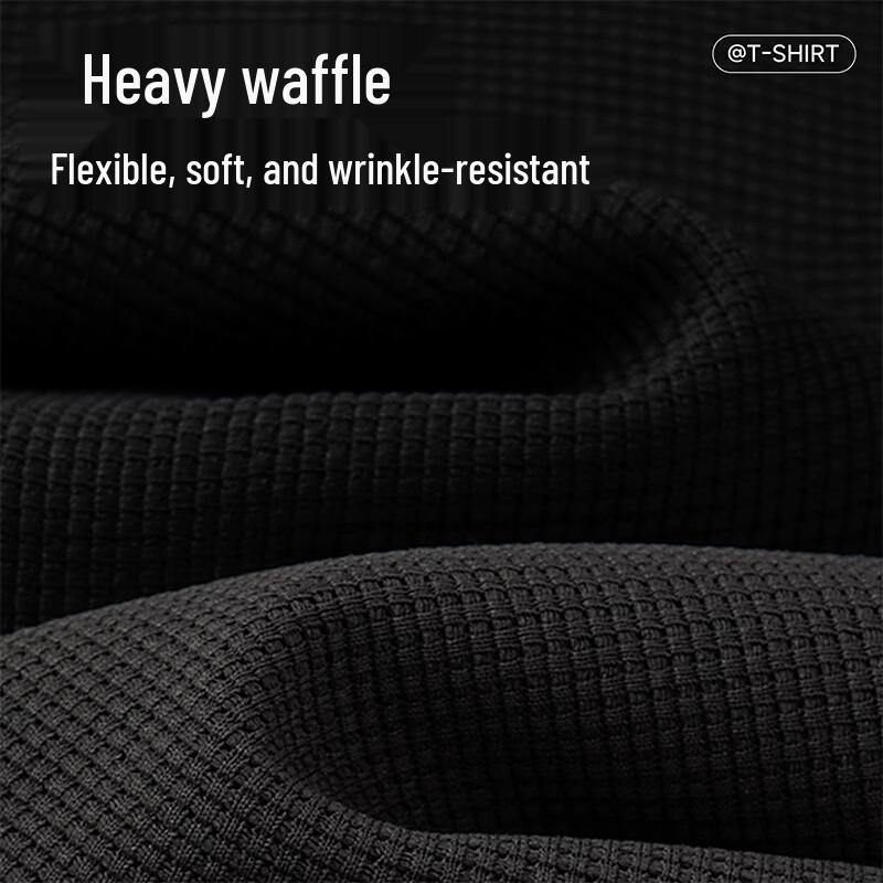 Mark Fairwhale Men's Waffle V-Neck Faux Two-Piece Long Sleeve T-Shirt