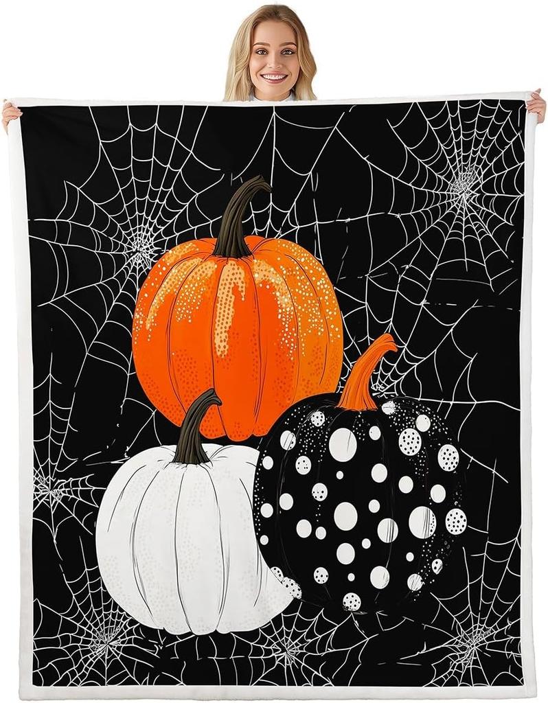 GUOYU Blanket Gothic Skull Fleece Blanket Baby Happy Halloween Sherpa Blanket Ghost Skull Goth Fuzzy Plush Throw for Adults Men WomenHorror