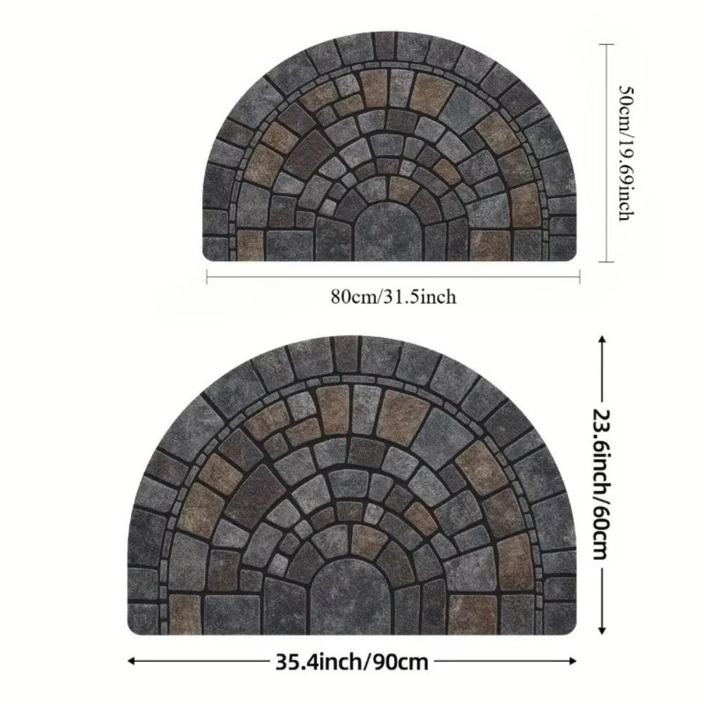 Absorbent Half-Circle Door Mat Soft Non-Slip Floor Mat Unique Semi-Round Entry Mat  Front Door