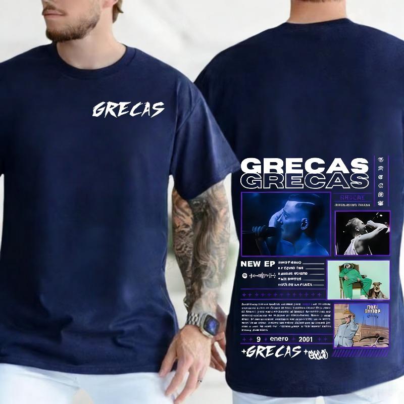 Rapper Grecas Tour 2026 Album Merch Tshirts Men Clothing Fashion Oversized Tshirt Casual Hot Sale Short Sleeve Tees Streetwear