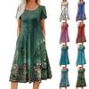 WomWomen's Casual Fashion Round Neck Short Sleeve Midi Dress Fashion Wedding Guest Dress