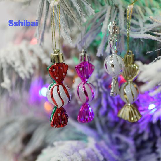 6 шт./кор. рождественские подвесные конфеты-орнаменты со шнурком, небьющиеся многоразовые гальваники, рождественская елка, маленький сладкий кулон
