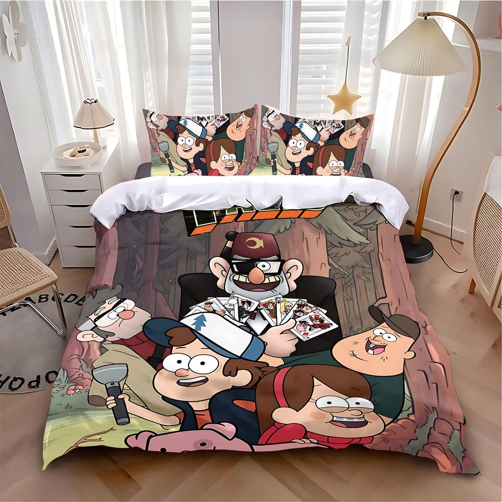 Пододеяльник Наволочка Комплект постельного белья Игра G-Gravities F-Falls Взрослый Мальчик Девочка Украшение Спальни Детский Односпальный Двуспальный Большой Размер