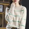 Полосатый свитер с круглым вырезом для женщин, осень и зима, новый свободный темперамент, универсальный базовый трикотажный свитер
