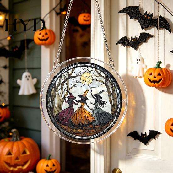 Halloween Puzzle Suncatcher Acrylic Jigsaw Suncatcher, Stained Glass Style DIY Sun No Glue Tools Catcher Puzzles, Gothic Window Hanging