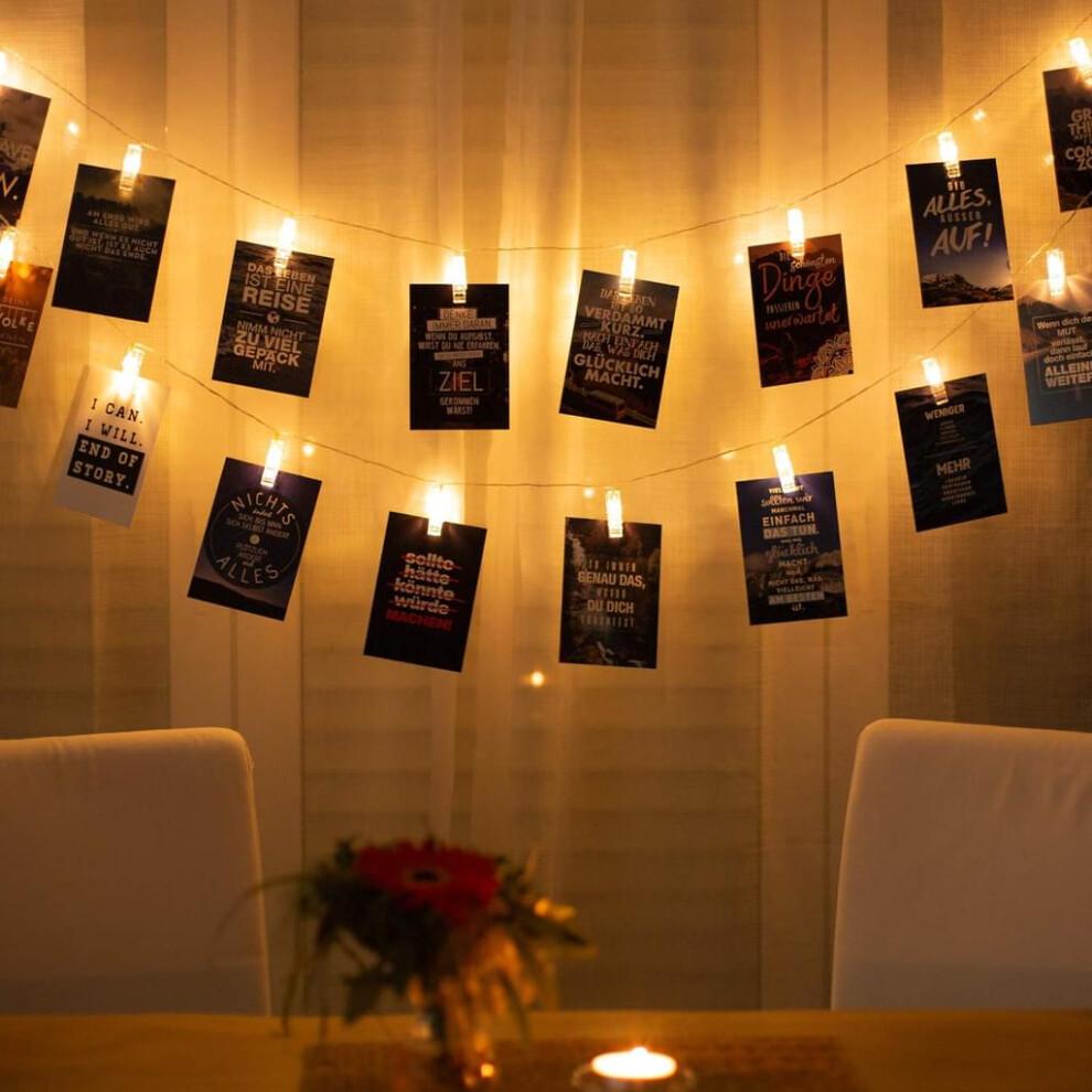 Decorative Photo String Lights, Reusable 40 LED Battery Operated Fairy String Lights, Mood Lighting for Living Room, Weddings, Parties, Add Romantic F