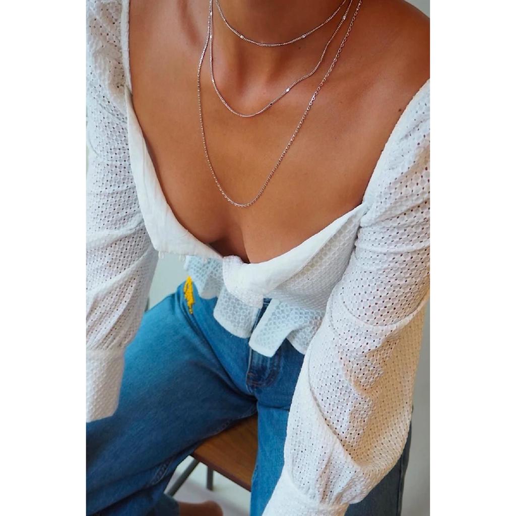 Женское колье с несколькими шерри серебряного цвета