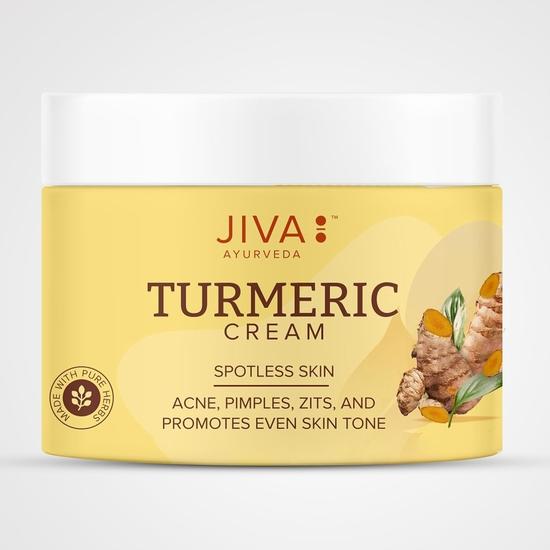 Крем Jiva Turmeric 100 г | 100% аюрведическая формула | Питает кожу, улучшает цвет лица и предотвращает появление угрей, прыщей, акне и пятен(пакет из 2)