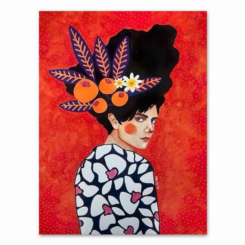 Абстрактные волосы девушки цветы птицы настенная живопись на холсте постеры на скандинавскую тематику и принты винтажные настенные панели для декора гостиной без рам