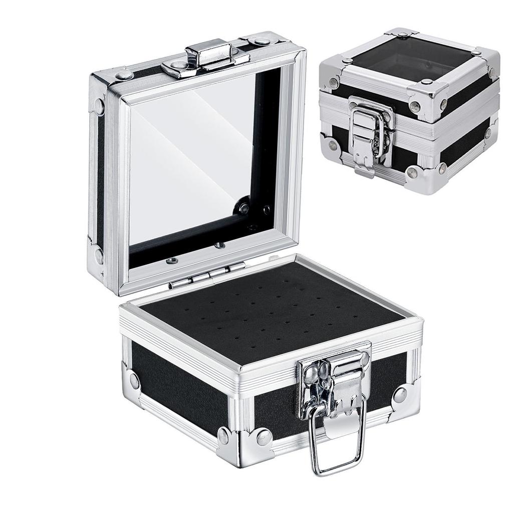Nail Art High-End 25-Hole Grinding Head Organizer with Portable Aluminum Box