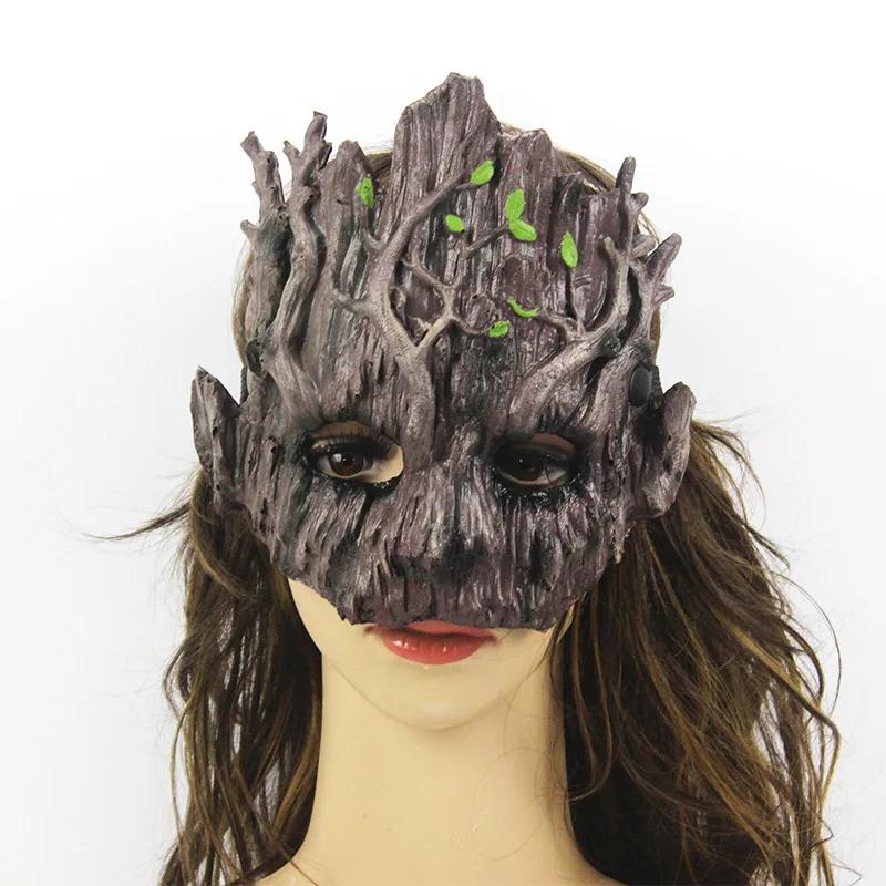 Forest Spirit Mask Halloween Cool Tree Mask Funny Prank Tree Patterns Face Elf Mask Masques Cosplay Costumes Party Props