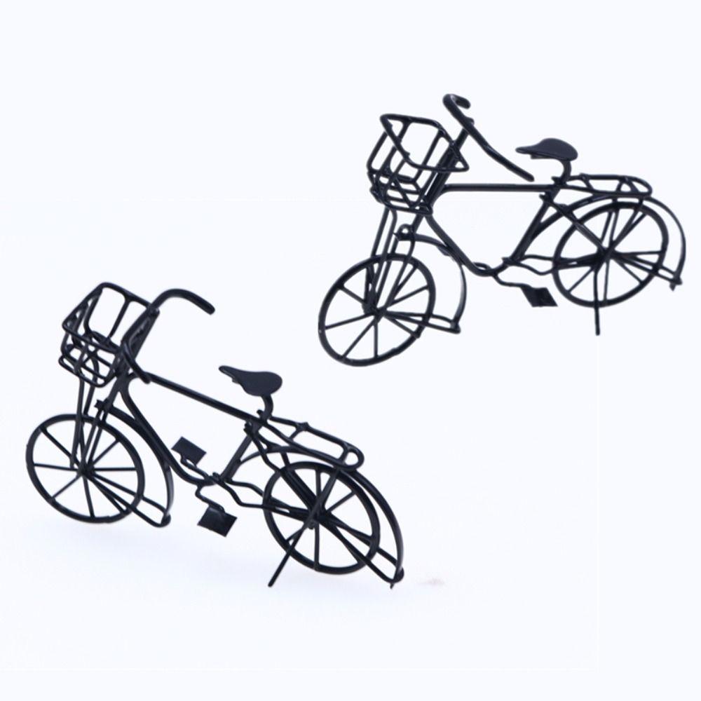 Decoration Model Small Bicycle Model Iron Art Handmade Bike Miniatures Black Old-fashioned Dollhouse