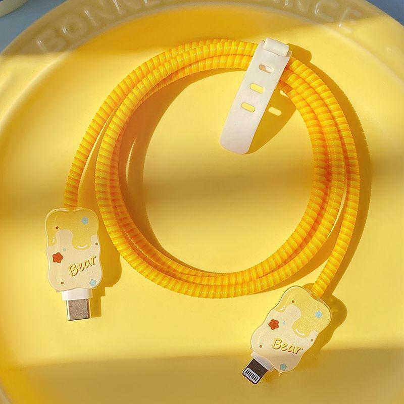 Защитный чехол для зарядного устройства Cute Honey Cheese Bear Image для iPhone 14promax, противовзломное зарядное устройство с 15 13 11 18/20 Вт