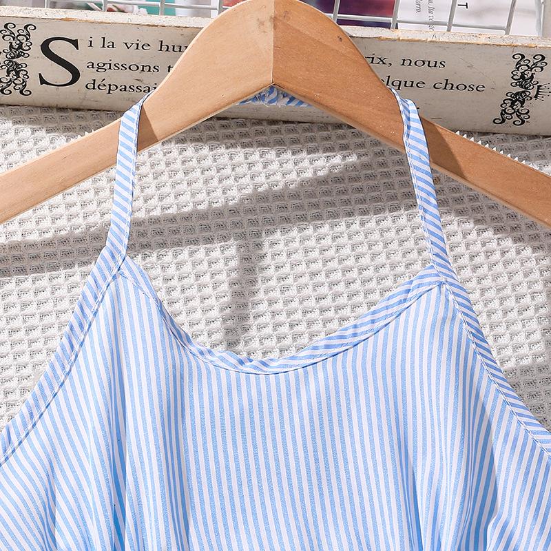 Костюм для девочки Детская одежда 6-12 лет Детский летний новый полосатый жилет + повседневные брюки костюм