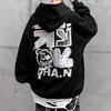 Мужская свободная толстовка с капюшоном в гонконгском стиле 2024 года - Модный принт с буквами, универсальная куртка на весну/осень