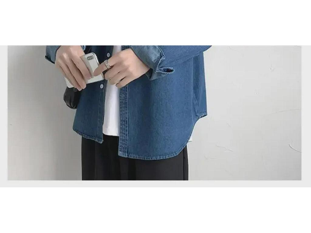 Men's Korean-Style Retro Denim Jacket - Long Sleeve, Lightweight for Spring & Autumn