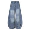 JYL Женские Повседневные Брюки Весна Флис Вышитые Свободные Широкие Bootcut Джинсовые