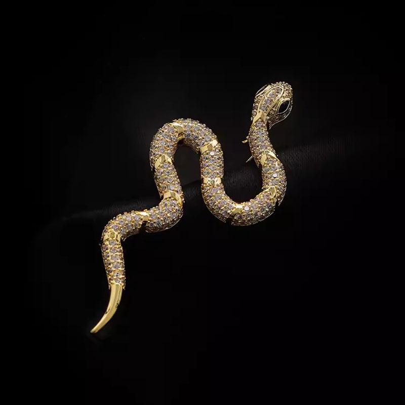 Брошь в форме змеи, Женская роскошь, Полностью бриллиантовая, Нишевый дизайн, Брошь-животное