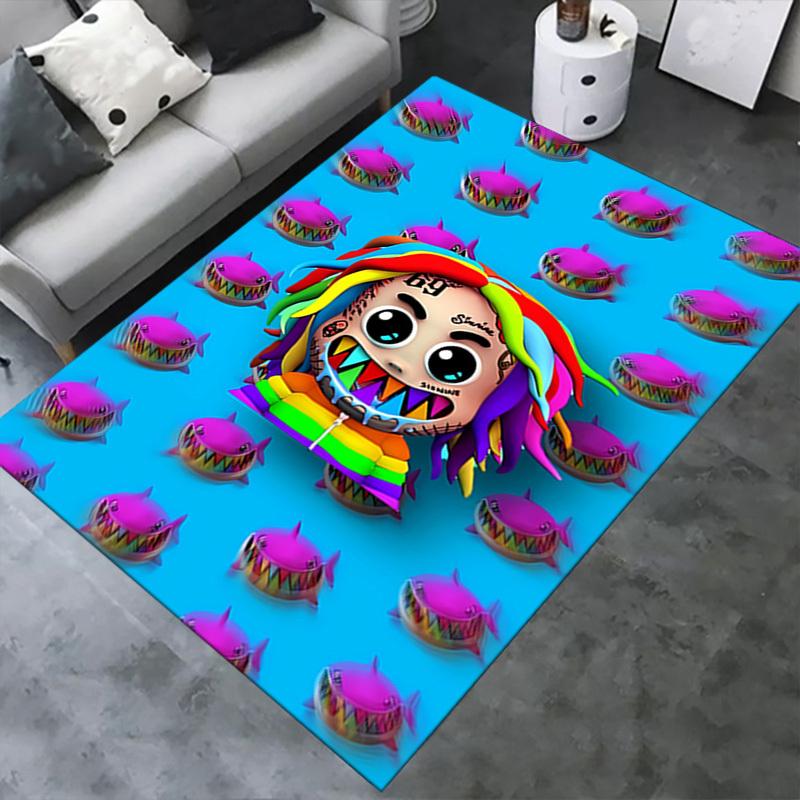 1 шт. 6ix9ine Tattle Tales Офисный ковер Мягкий полиэстер Нескользящий Машинная стирка Внутренний ковер Гостиная