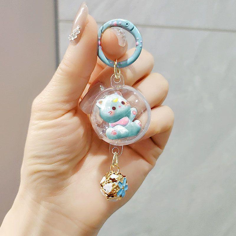 1 Piece Household Student Schoolbag Pendant Cute Three-Dimensional Bell-Shaped Cat Wind Chime Keychain Girl Bag Accessories