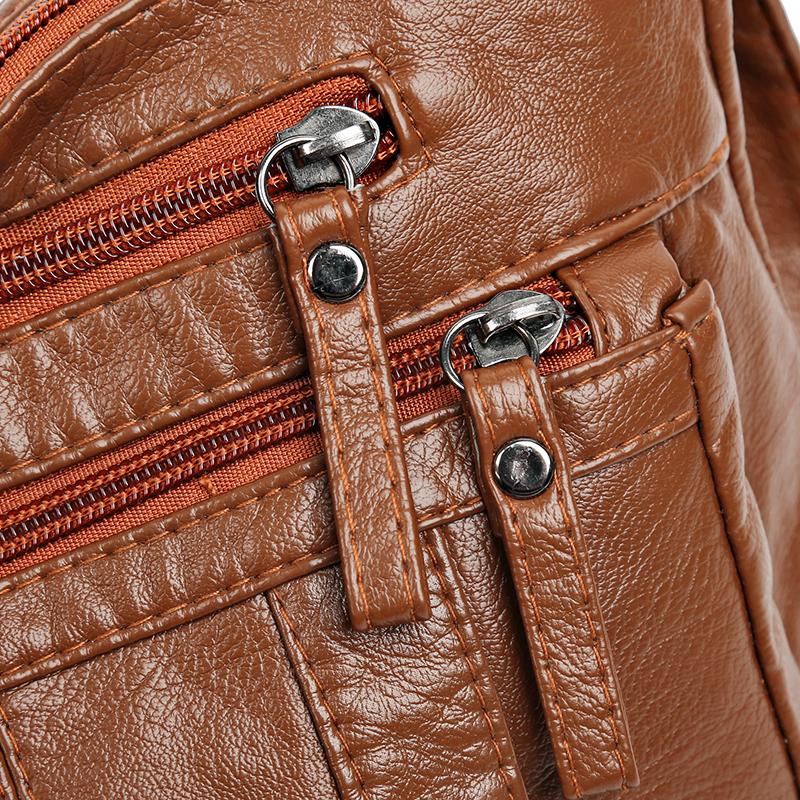 Female Soft Leather Large Capacity Middle-Aged Shoulder Crossbody Bag Multi-Layer Mother Bag