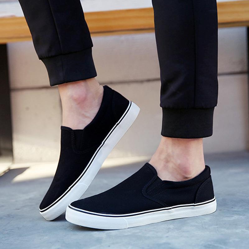 Мужская повседневная обувь Высококачественная мужская обувь One Pedal All Black Canvas Shoes Повседневные комплекты мужской дышащей тканевой обуви gvf