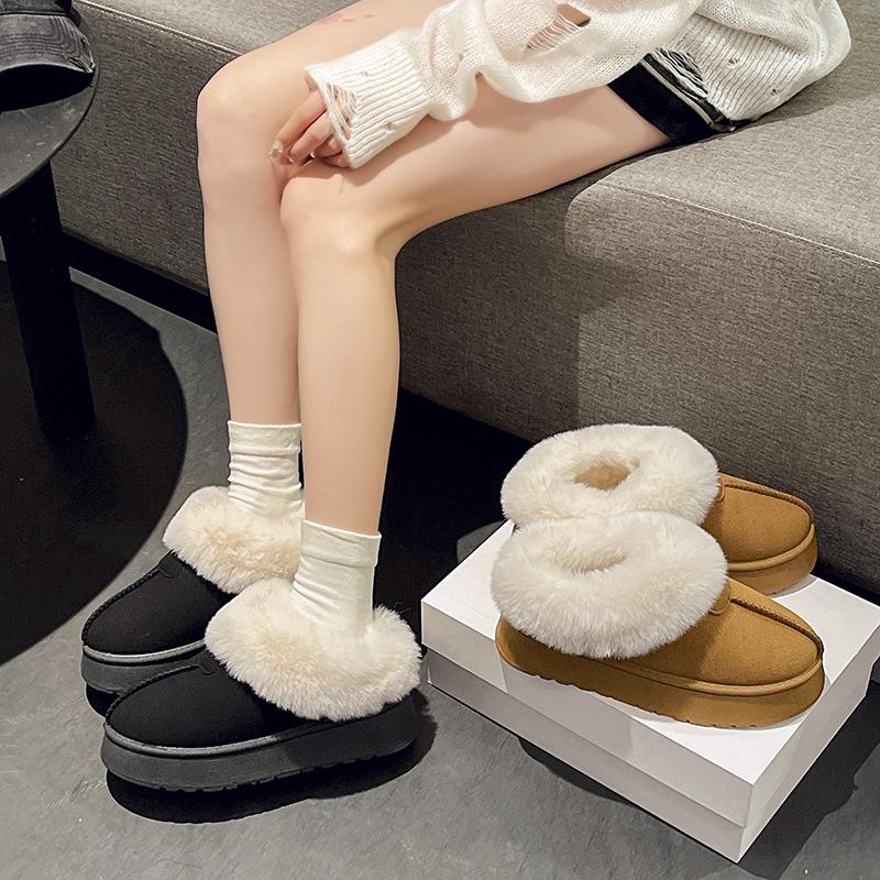 Мода зима 2024 новые женские толстые подошвы скользящие зимние сапоги модные женские теплые утолщенные однотонные женские сапоги Botines Mujer