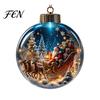 Clear Holiday Sphere Christmas Ball Ornament with LED Lights, Snow Scene Acrylic Decorative Pendants Decor, Shatterproof Xmas Tree Hanging