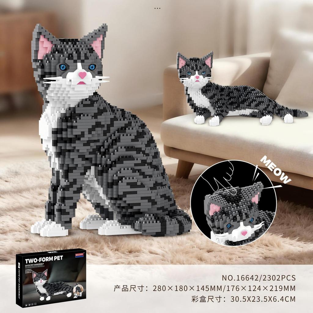 Lifelike Pet Sculpture DIY Brick Craft Set Cat Dog Multi Posture Living Room Table Decor Unique Handcraft Gift For Animal Fans