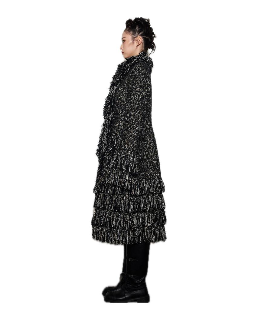 GREEDILOUS Multi Toned Tweed Maxi Coat