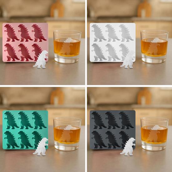 Форма для льда в виде динозавра Легкое заполнение и извлечение 6 ячеек Поддон для льда Годзилла Безопасен для морозильной камеры Форма для льда для летних напитков Коктейльная вечеринка