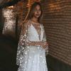 Perspective Backless Dress Deep V Neck Women Sexy Star Pattern Ball Gowns for Wedding Party