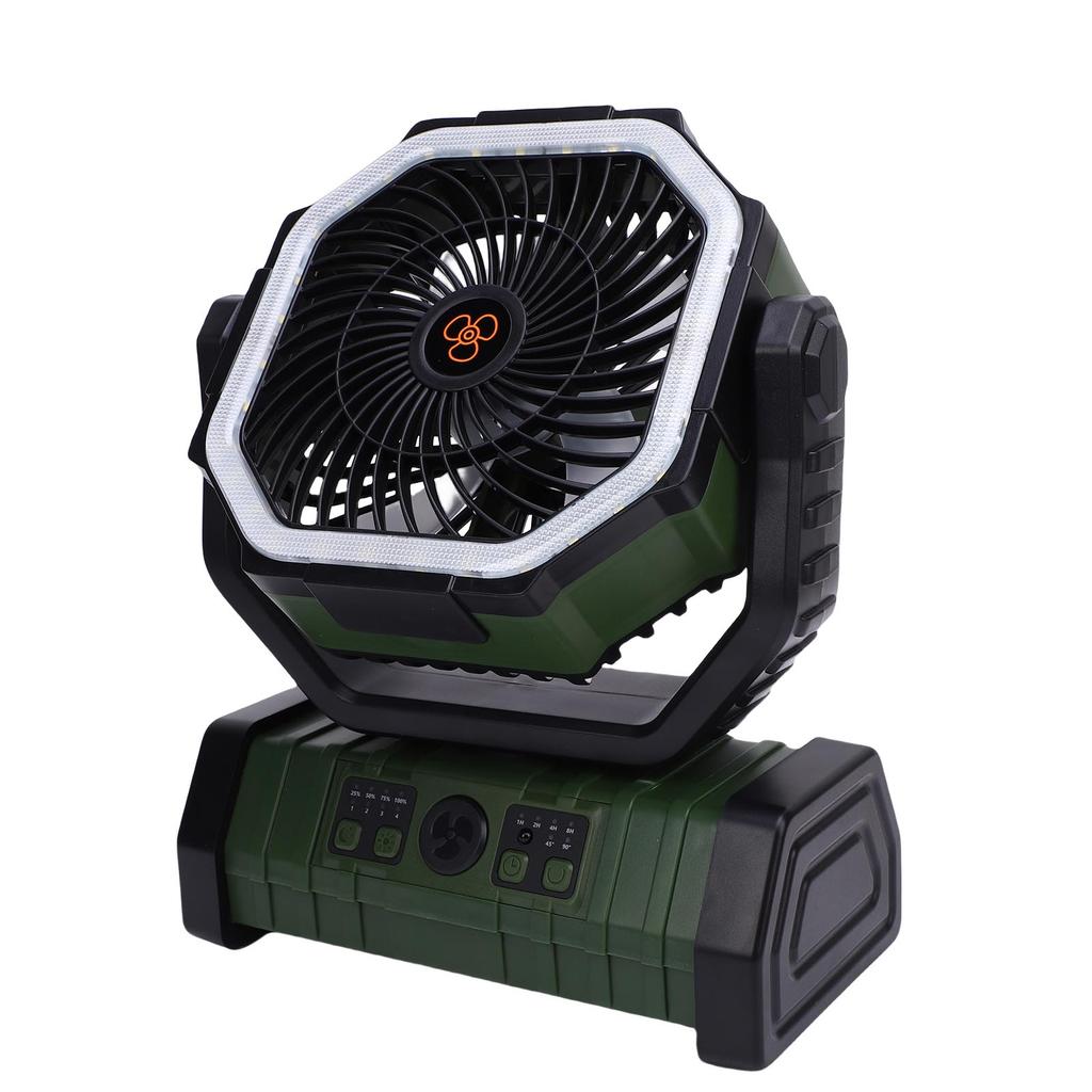 Portable Rechargeable Camping Fan 10000mAh Battery Operated Left Right Oscillation Cordless Tent Fan with Remote Light
