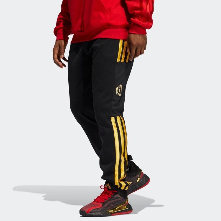 Adidas CNY Rose Logo Three Stripes Basketball Pants Men Bottoms Black GN5368