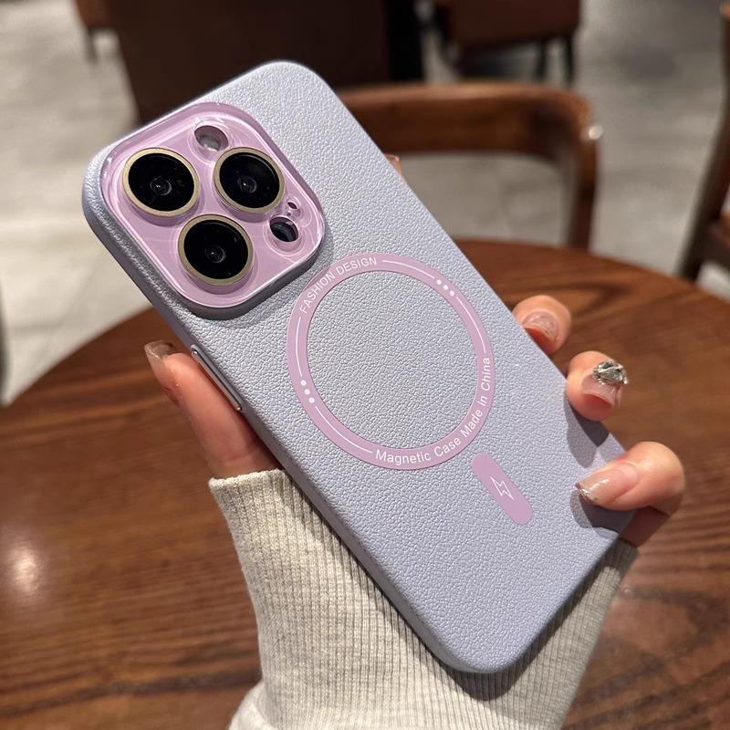Применимо к iPhone 17 чехол для мобильного телефона с магнитным креплением, узор из кожи личи, Apple 16, кристальные очки, матовый, 15, всесторонний защитный чехол