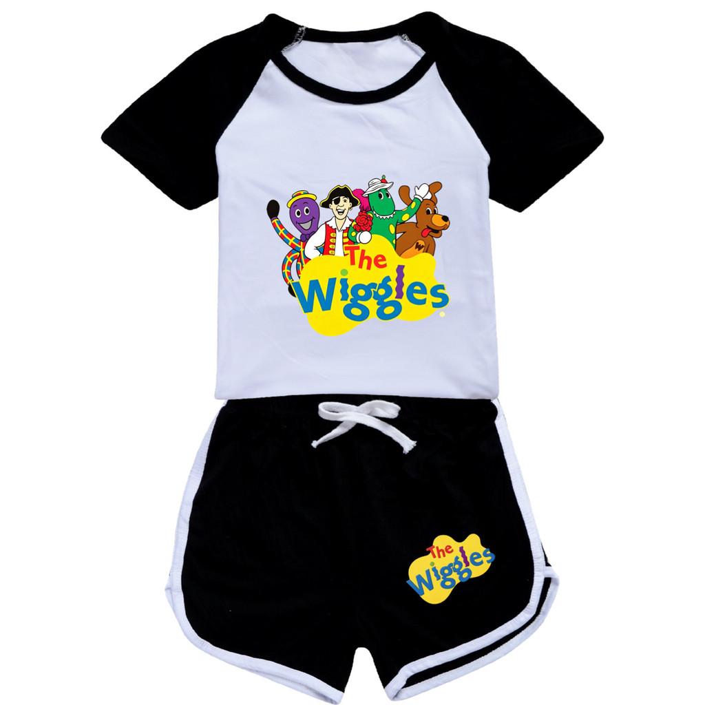 5749 Multi-color Kids Boys Girls The Wiggles Print T-shirt Shorts Tracksuit Sets